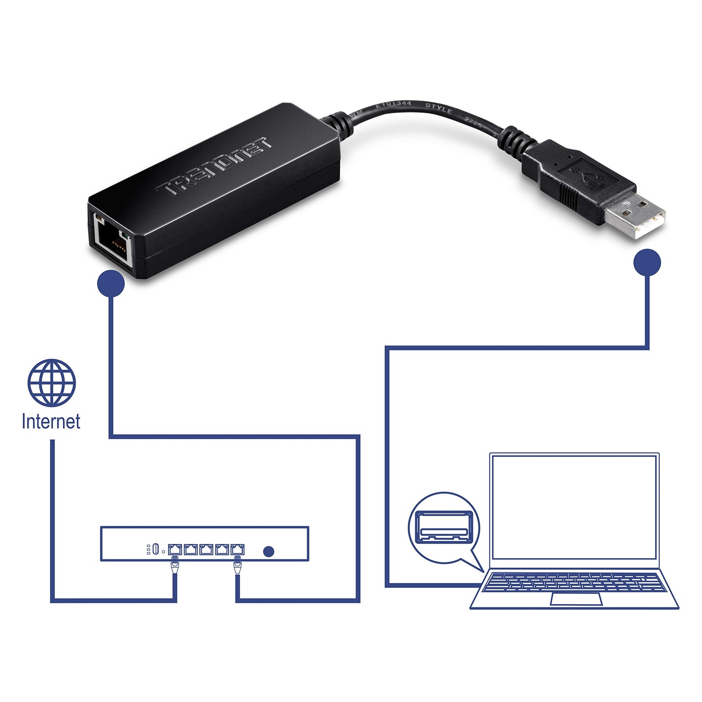 TRENDnet USB 3.0 to Gigabit Ethernet Adapter, Full Duplex 2Gbps Ethernet Speeds, Up to 1Gbps, USB to Gigabit Ethernet Adapter, USB-A, Windows