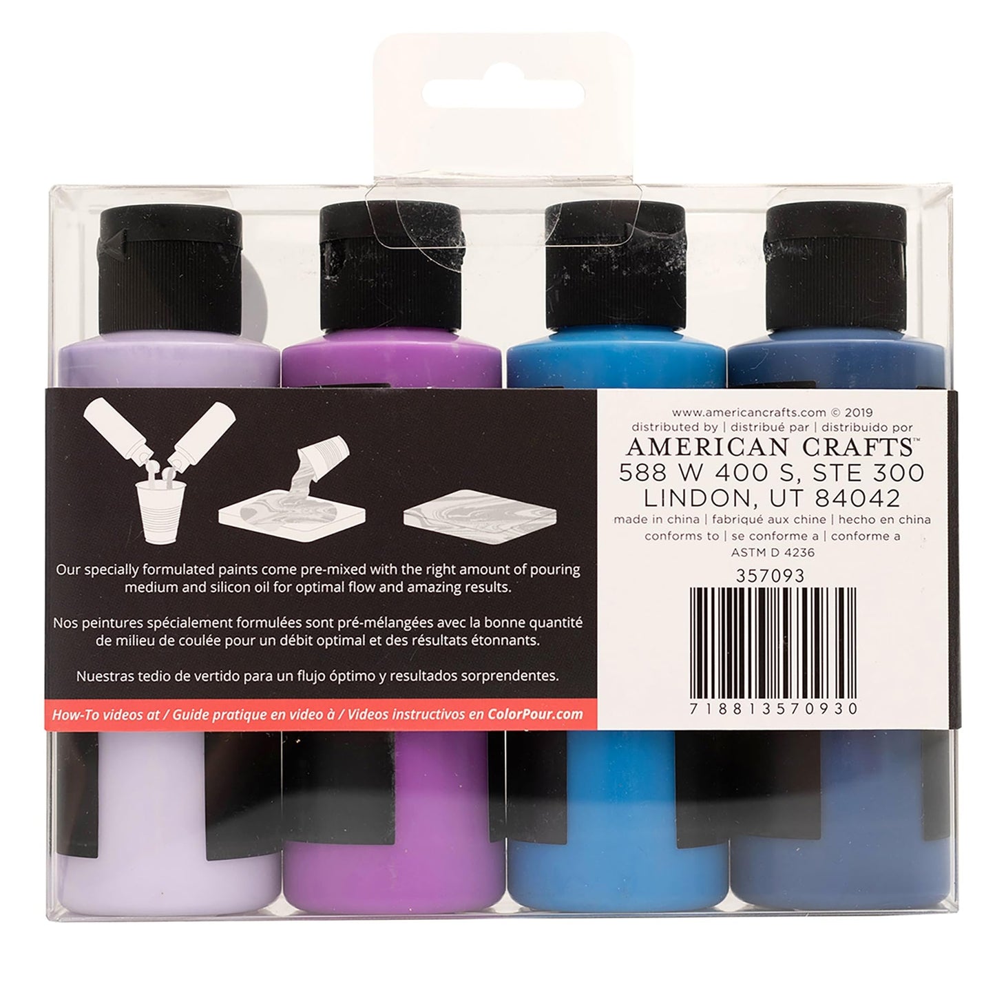 American Crafts Color Pour Magic Pre-Mixed Paint Kit 4/Pkg-Galaxy Surge