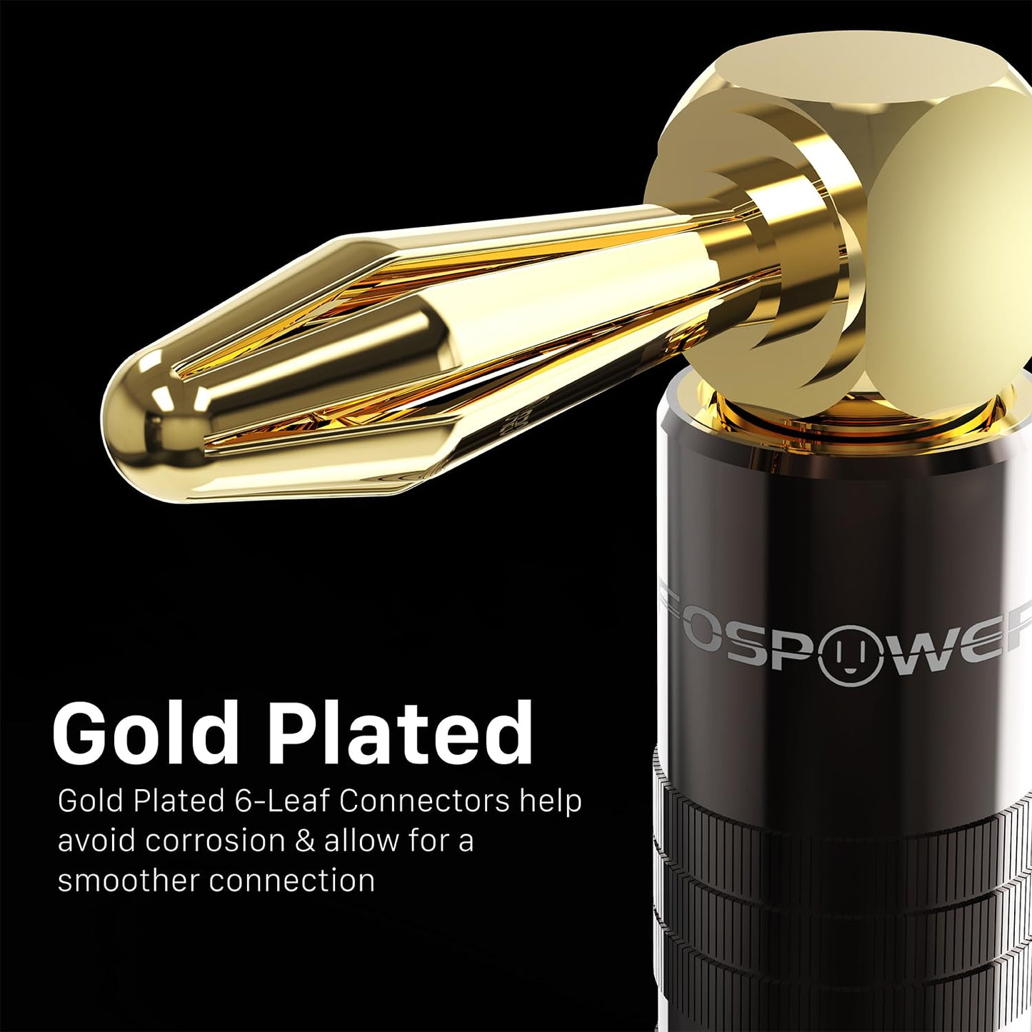 FosPower Right Angle Banana Plugs (2 Pairs / 4 pcs), Closed Screw 24K Gold Plated Banana Speaker Plug Connectors for Speaker Wire, Wall Plate, Home