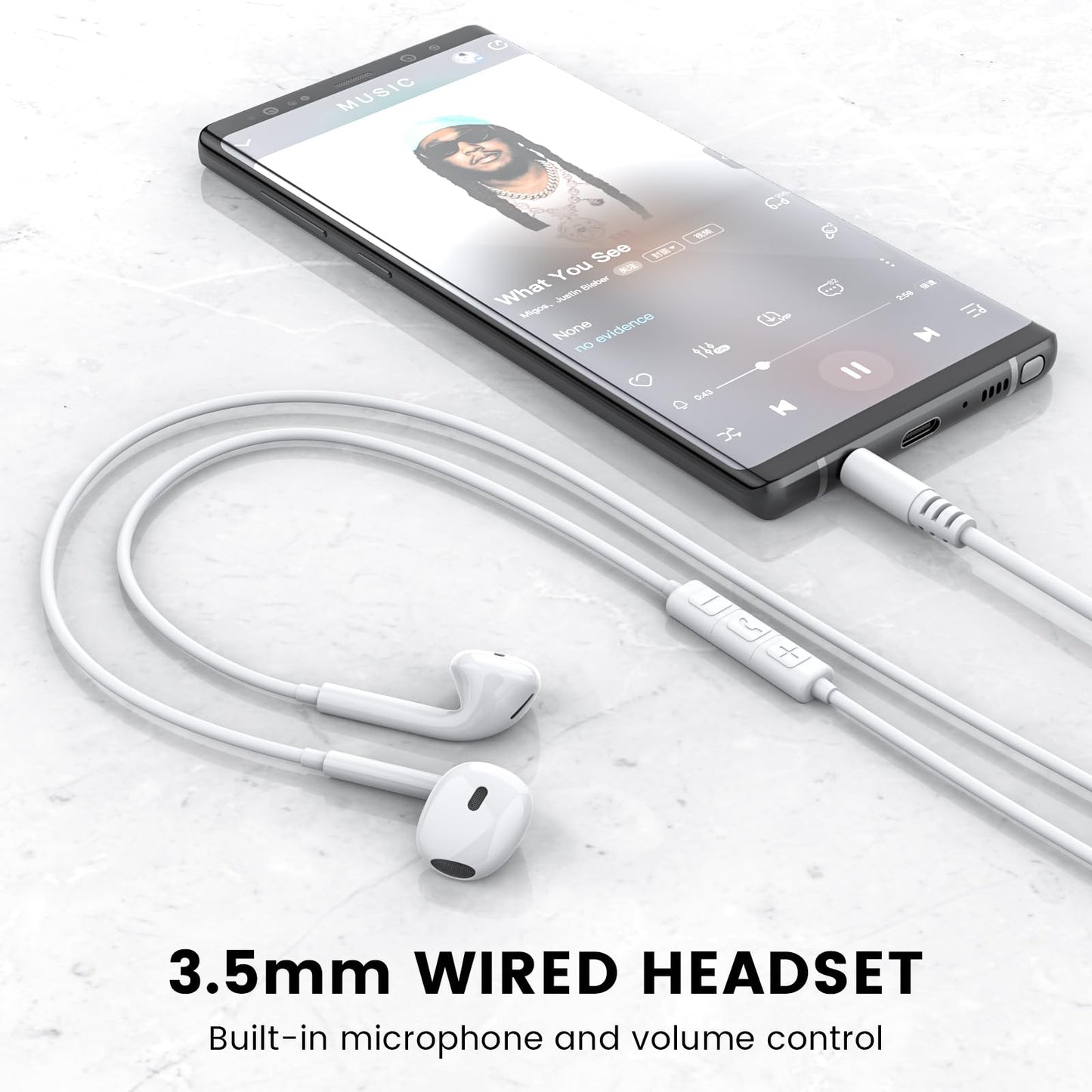 MOSWAG Wired Earbuds with Microphone, 3.5mm Jack in Ear Headphones with Microphone Suitable for Smartphones, Computers, Laptops, IPads, MP3 Players