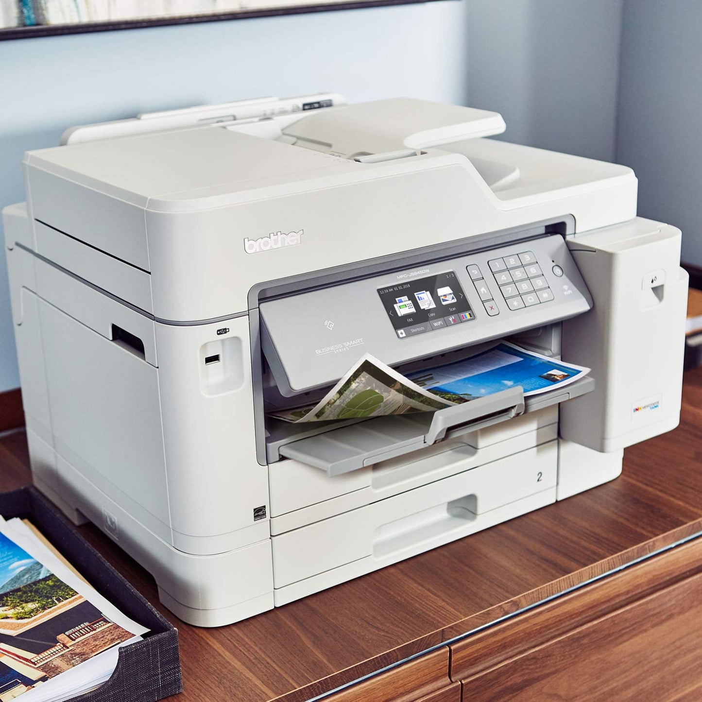 Brother Inkjet Printer, MFC-J5945DW, INKvestmentTank Color Inkjet All-in-One Printer with Wireless, Duplex Printing, NFC and Up to 1-Year