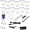 AIBOO Under Cabinet Lighting Kit, Plug in LED Puck Lights with Wireless Dimmable RF Remote Control,12v Stick on Lights for Kitchen Counter, Closet