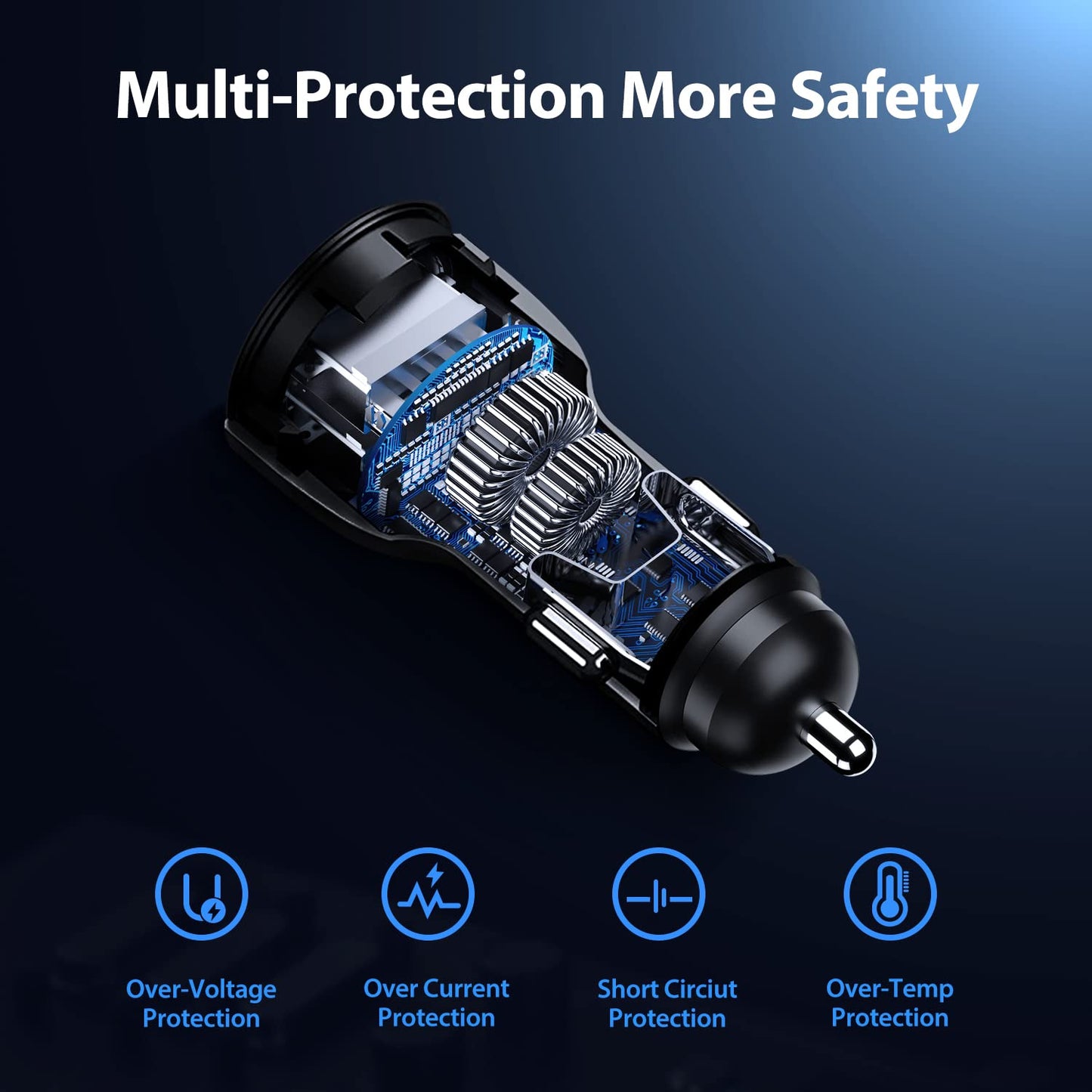 PD Fast Charging Car Charger with MFi Certified USB C Lightning Cable Carplay Cord 3.3ft, VOLPORT Auto Quick Adapter 39W Car Charger Power Delivery…