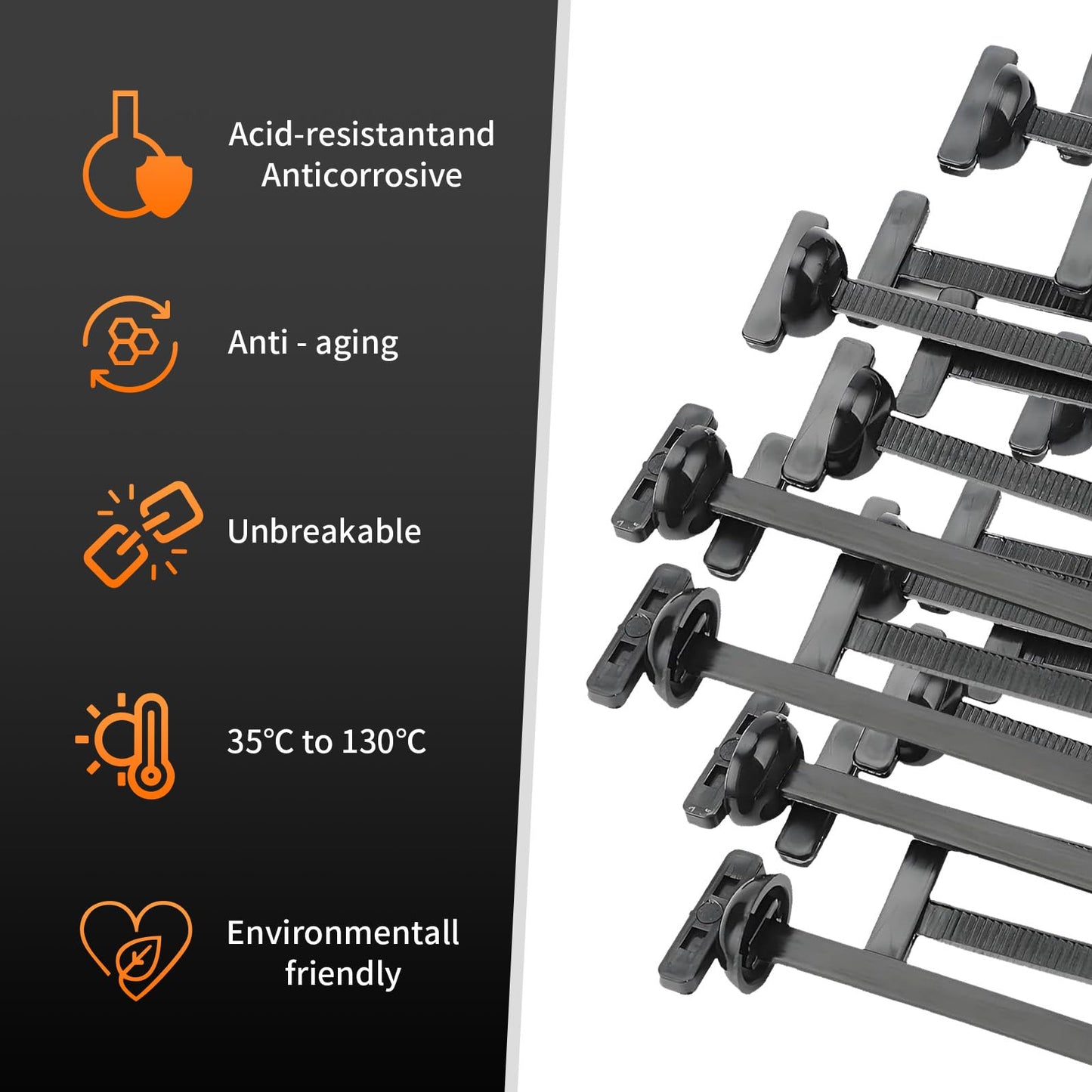 Nylon Universal Cable Tie Buckle, Automotive Zipper Clips, Self-Locking Zip Tie Clips with UV & Heat Resistant for Car Auto Bumper Fender Trunk Repair