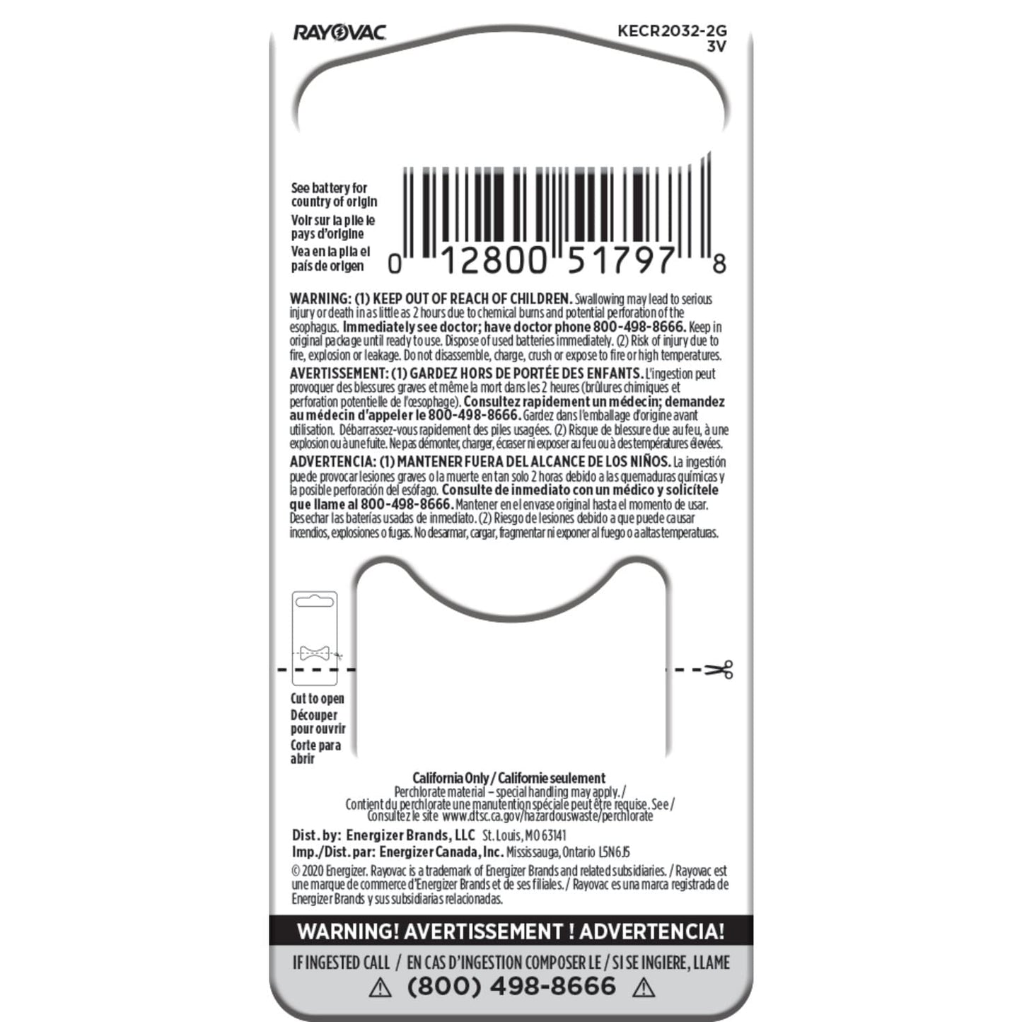 Rayovac CR2032 3V Batteries, 3 Volt Battery Lithium Coin, 2 Count
