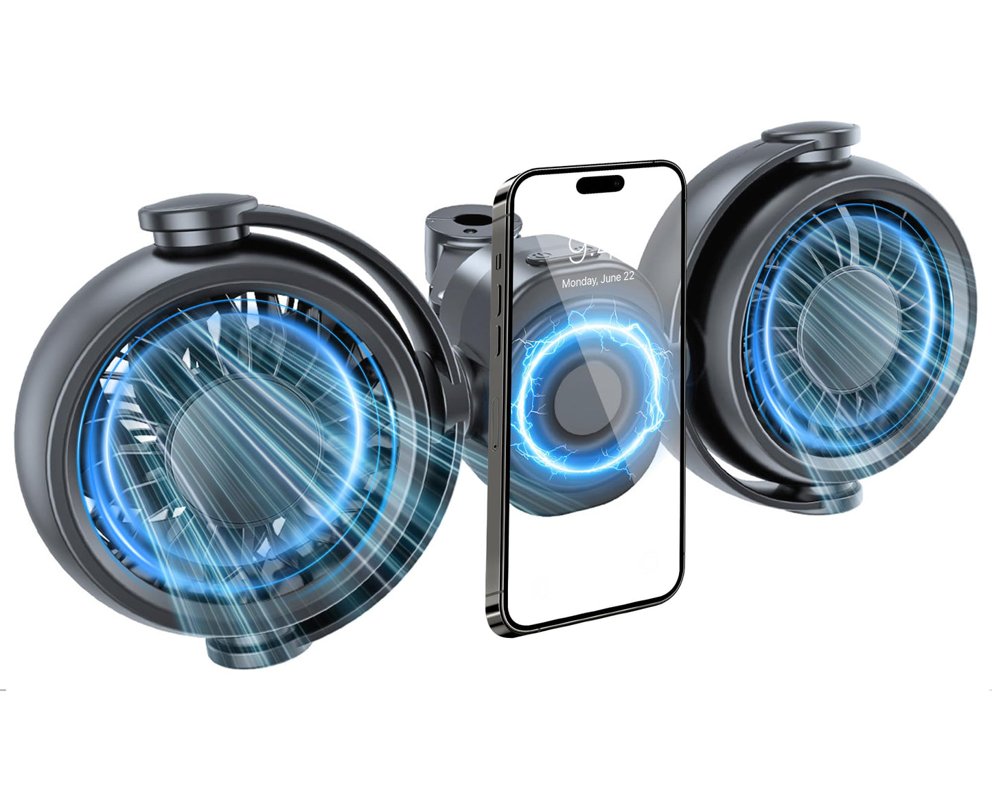 xuenair 2-in-1 4000mAh Rechargeable Car Fan with Magnetic Phone Holder