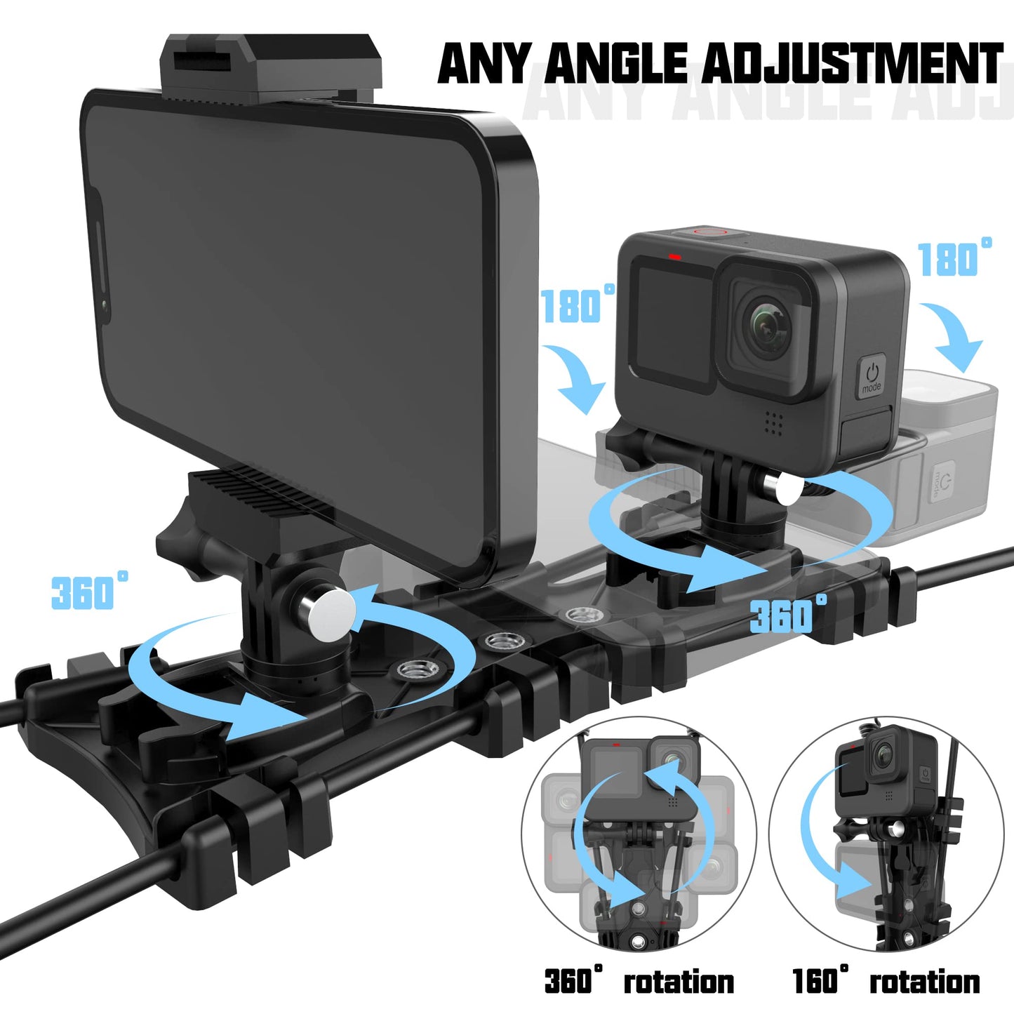 Baseball Cell Phone Fence Mount, iPhone Fence Mount with Battery Holder for iPhone & Android, Gopro, Mevo Start, Support Recording While Charging