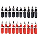 Oiyagai 20 Pack Binding Post Banana Plug Connectors, 4mm Panel Mount Jack Socket (10 Red + 10 Black), Speaker Amplifier Terminal for Audio, DIY