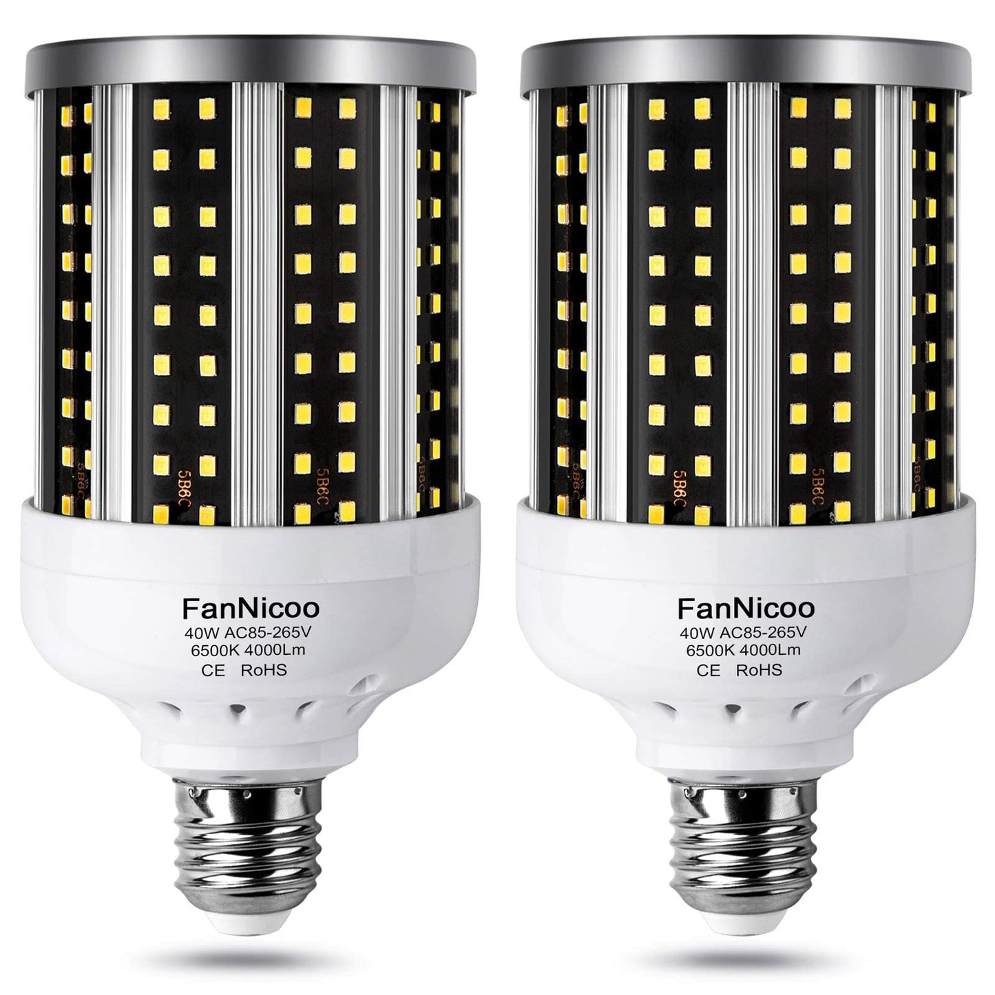 LED Corn Light Bulb 2 Pack 280W Equivalent Cool Bright Daylight White 40W 6500K 4000 Lumen E26/E27 Medium Base New Corn Shape 360°Beam Angle
