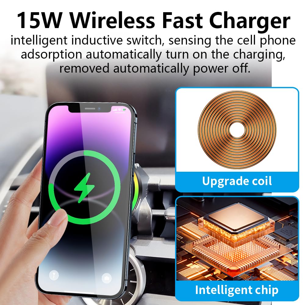 Car Magnetic Phone Mount for Lexus NX 2015 2016 2017 2018 2019 2020 2021 NX300h NX300 NX200t Auto Interior Accessories Best Cellphone Holder Fast 15W