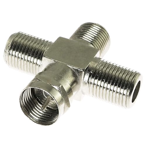 E-outstanding 3 Way Splitter Combiner 1PC RG6 Male to 3 Female 4 Way Coax Cable Splitter Adapter F-Type Connector for Video VCR Antenna TV Cable