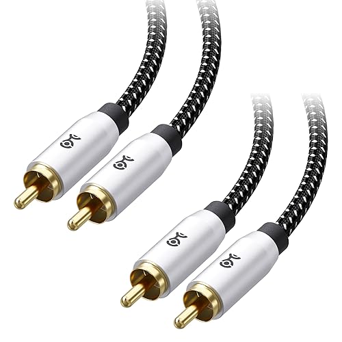 Cable Matters Braided 2-Pack Shielded Subwoofer Cable - 15ft / 4.6m, RCA Cord, Digital Coaxial Audio Cable for LFE Subwoofer, Home Theater Systems