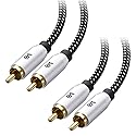 Cable Matters Braided 2-Pack Shielded Subwoofer Cable - 15ft / 4.6m, RCA Cord, Digital Coaxial Audio Cable for LFE Subwoofer, Home Theater Systems