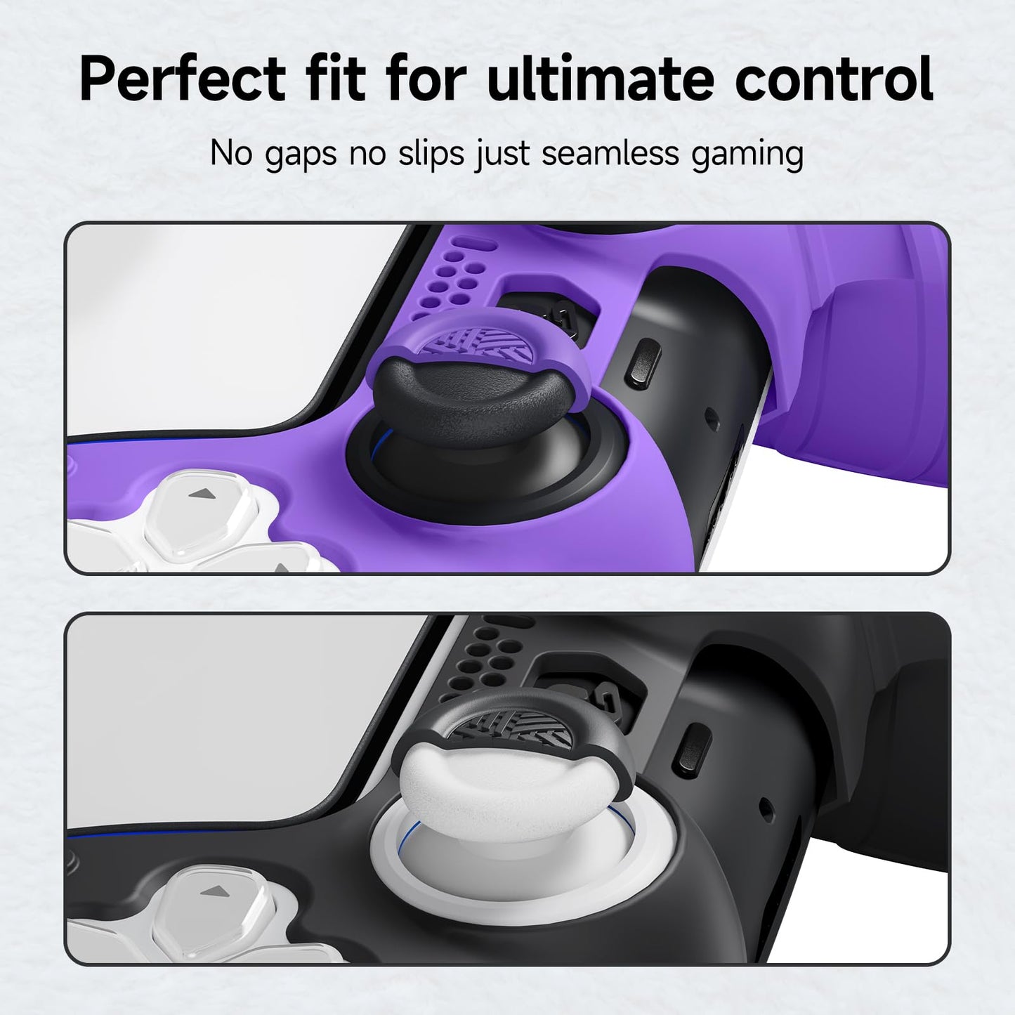 JEMDO Thumb Grips for PS5/PS4/Switch Pro Controllers, Silicone Joystick Caps with Anti-Slip Design, 3 Heights (High/Mid/Low) Button Caps, Gaming