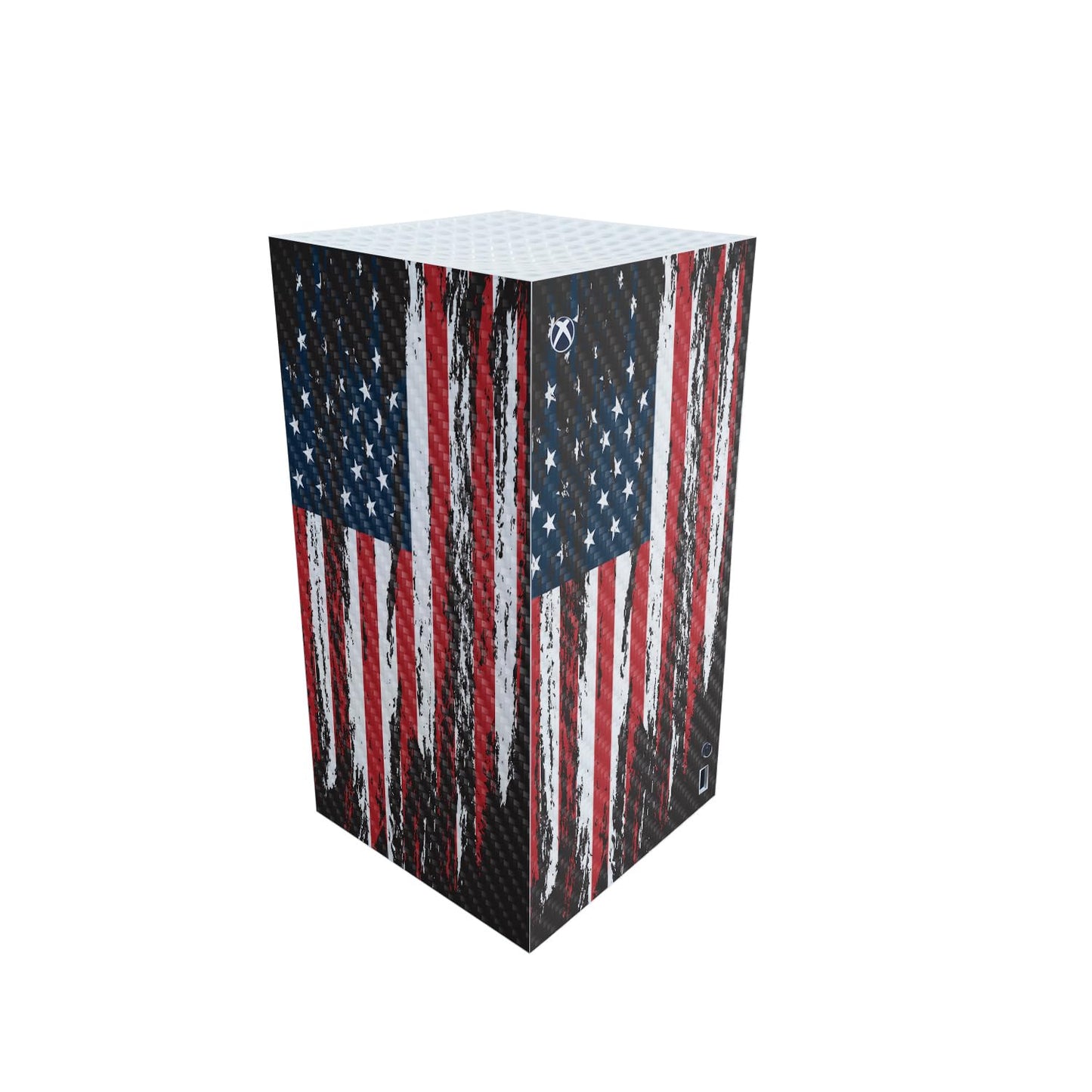 Carbon Fiber Gaming Skin Compatible with Microsoft Xbox Series X Digital Edition - Tattered Flag - Premium 3M Vinyl Protective Wrap Decal Cover - Easy