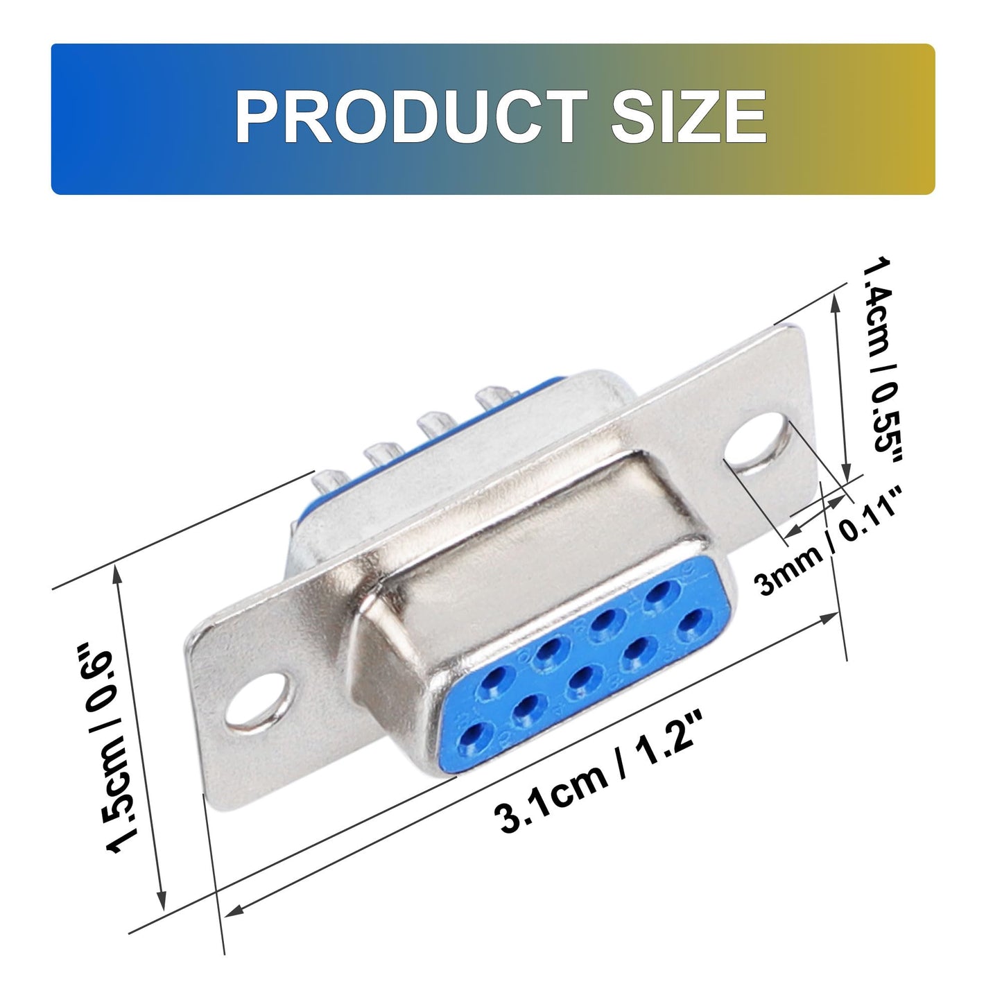 uxcell 3-Pack 2 Row 9 Pin D-Sub Connector DB9 Female D-Sub Connector VGA Adapter for PC Computer Data Transfer