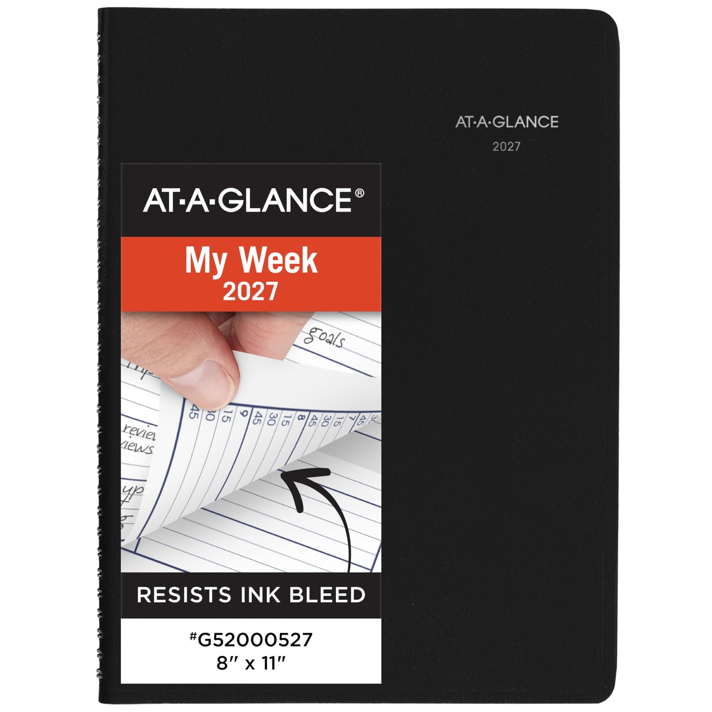 AT-A-GLANCE 2027 Appointment Book Planner, Weekly, 8" x 11", Quarter-Hourly, DayMinder, Black (G5200027)