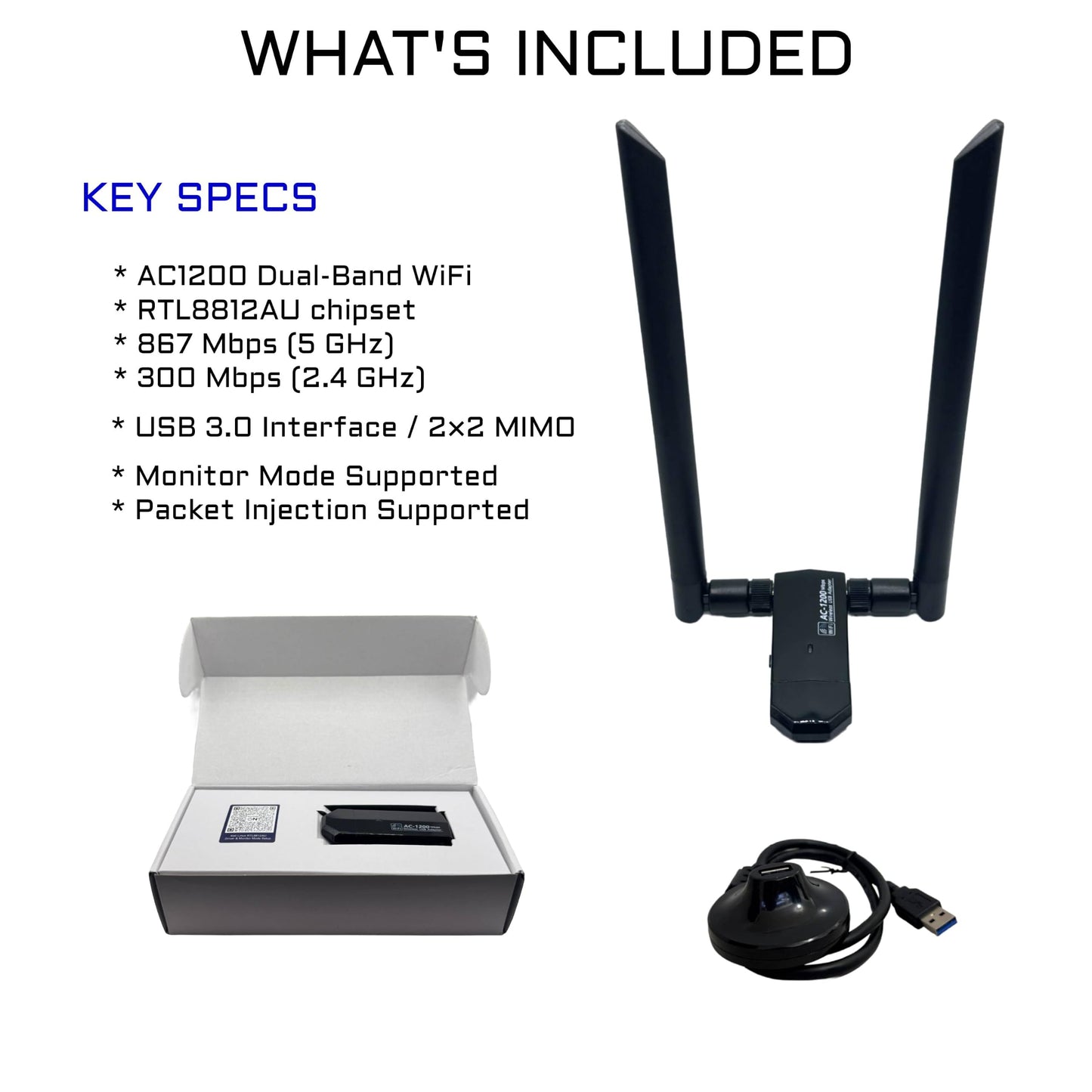 AC1200 RTL8812AU USB WiFi Adapter for Kali Linux, Ubuntu and Fedora