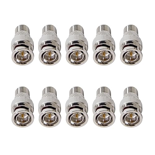 hrsyyl 10pcs BNC Male Plug to F Female Jack Adapter BNC Male Connector for CCTV Scanner Camera