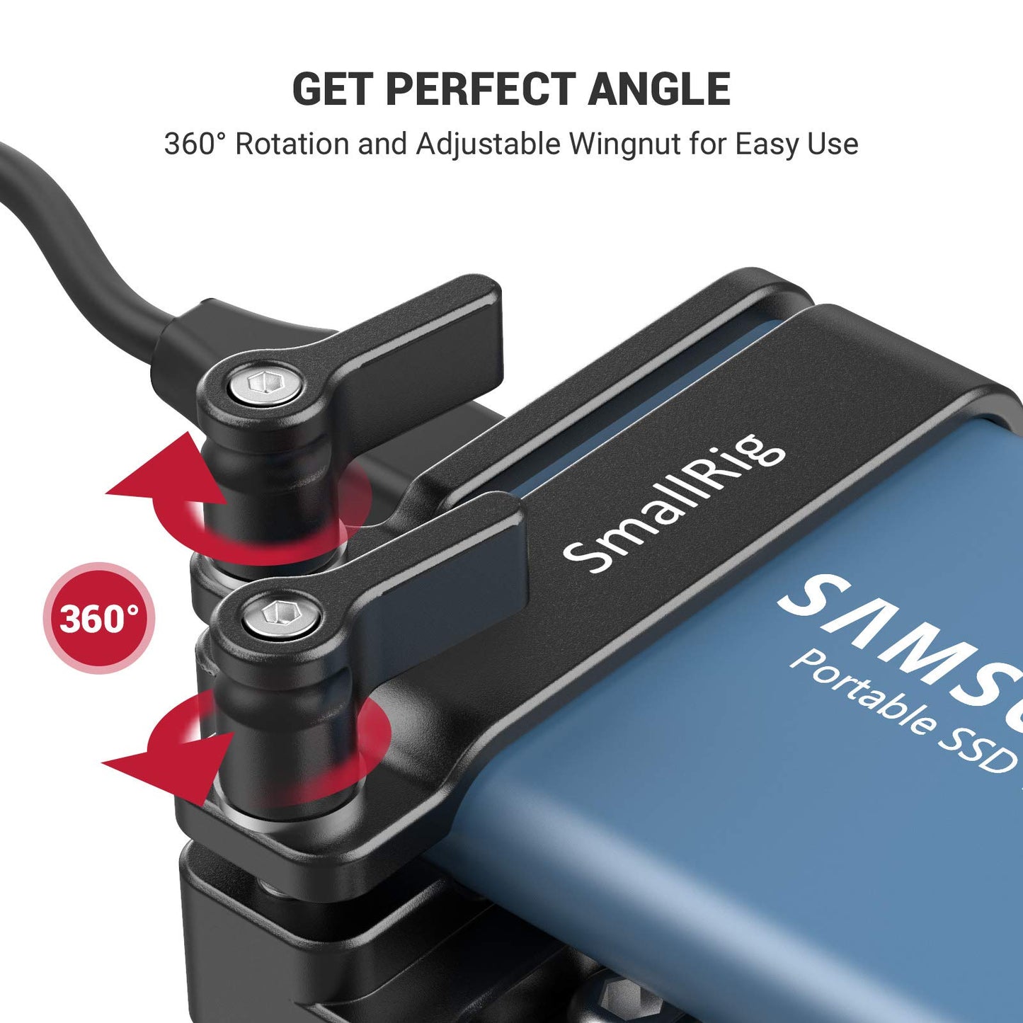 SMALLRIG Mount Bracket SSD Holder for Samsung T5 SSD with 1/4”-20 Threads, Compatible with SMALLRIG Cage for BMPCC 4K & 6K and for Z CAM, Compatible