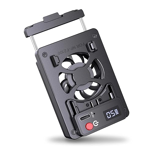 KOCACKOO Camera Cooling Fan/ 5-Speed Adjustable External Cooling System,With Spring Mount,Built-in Battery & Expandable NP-FZ100 Battery Port,Digital