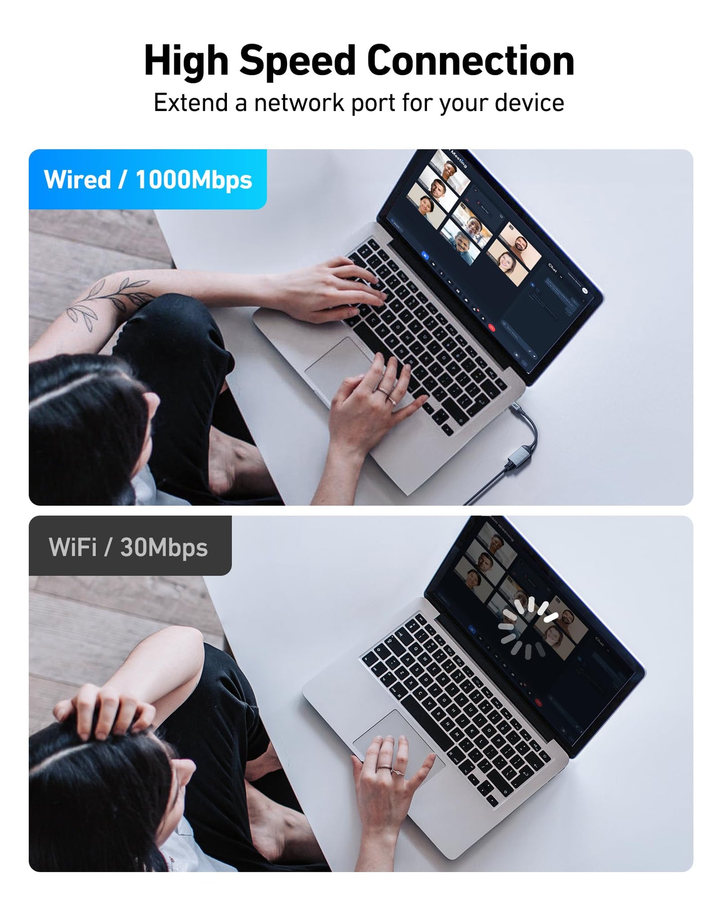 Acer USB C to Ethernet Adapter, Plug and Play RJ45 to Type C Network Dongle(Thunderbolt 3/4 Compatible), 1Gbps Aluminum USB-C LAN Adapter for Laptop