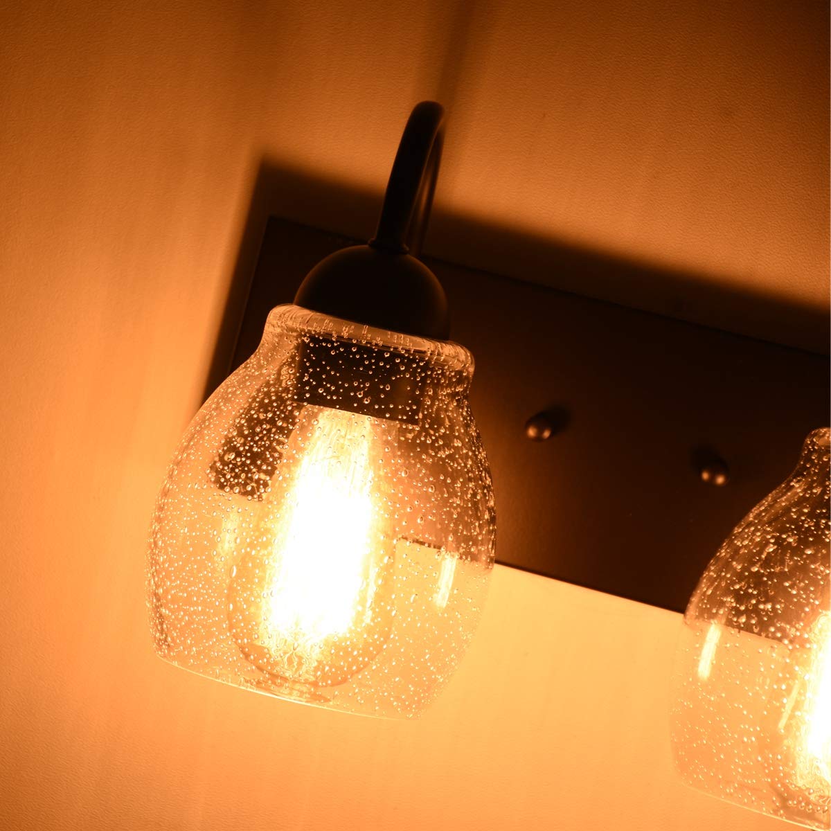 ALICE HOUSE 13" Vanity Lights with Seeded Glass,2 Light Wall Sconce Lighting, Brown Bathroom Lights Over Mirror, Farmhouse Bathroom Lighting, ETL