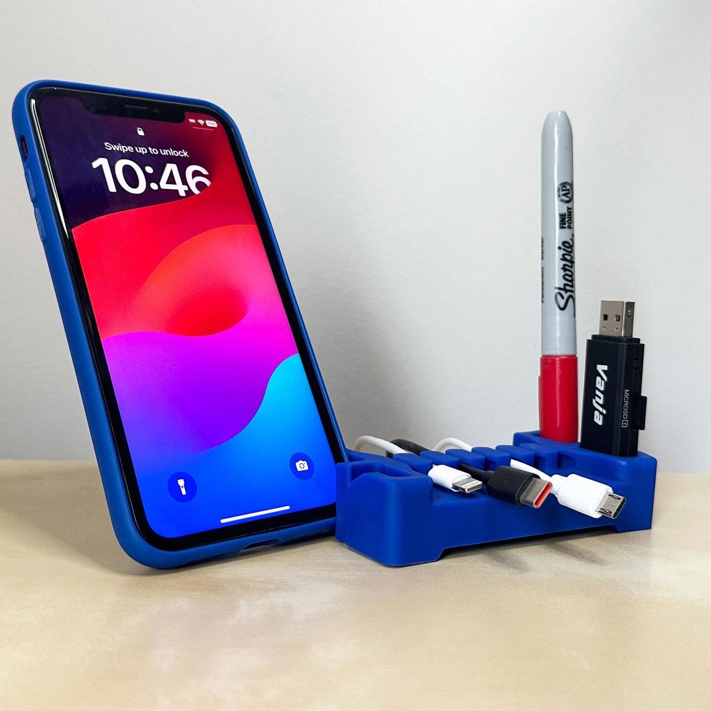 CordBrick DeskBrick Heaviest Weighted Cord Organizer for Desktop - Phone Stand, Office Desk Organizer, Cable Management for Home - Multifunctional