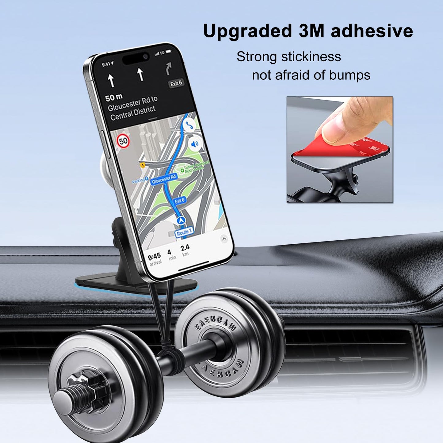 JCTRIWAY Vent or Dashboard Car Phone Mount for Popsocket, Dashboard Adapter Adhesive and Vent Clip, Compatible with Most Popsocket, Fits All