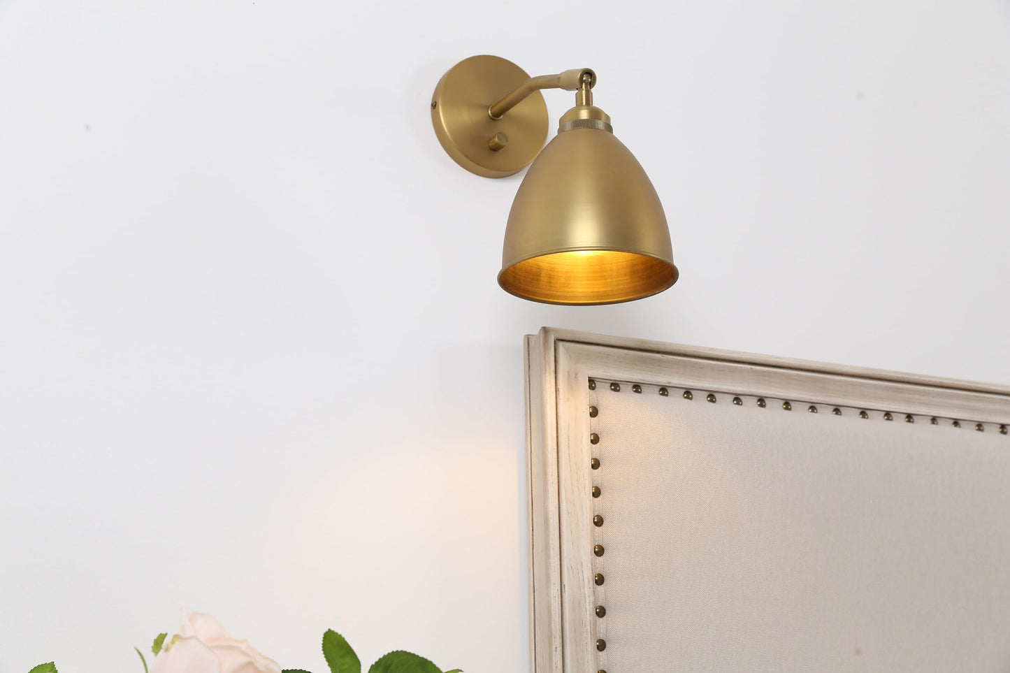Yosoan Gold Wall Sconce Set of 2, Modern Brass Indoor Light Lights Lighting Fixtures with Metal Shade, Home Decor Wall Mount Swing Arm Lamp