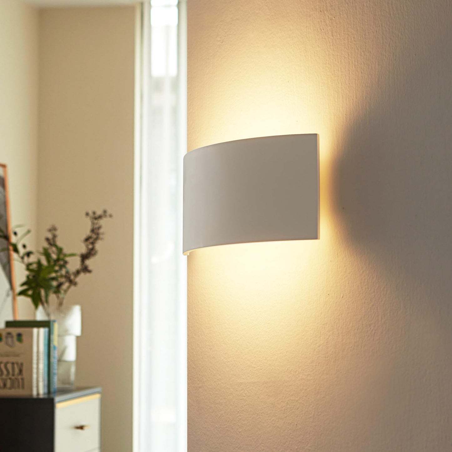 Lucande 13.8" Paintable Plaster Wall Sconce Light, White Up Down Wall Sconce Wall Light Fixture, Modern Indoor Wall Lighting for Living Room Bedroom