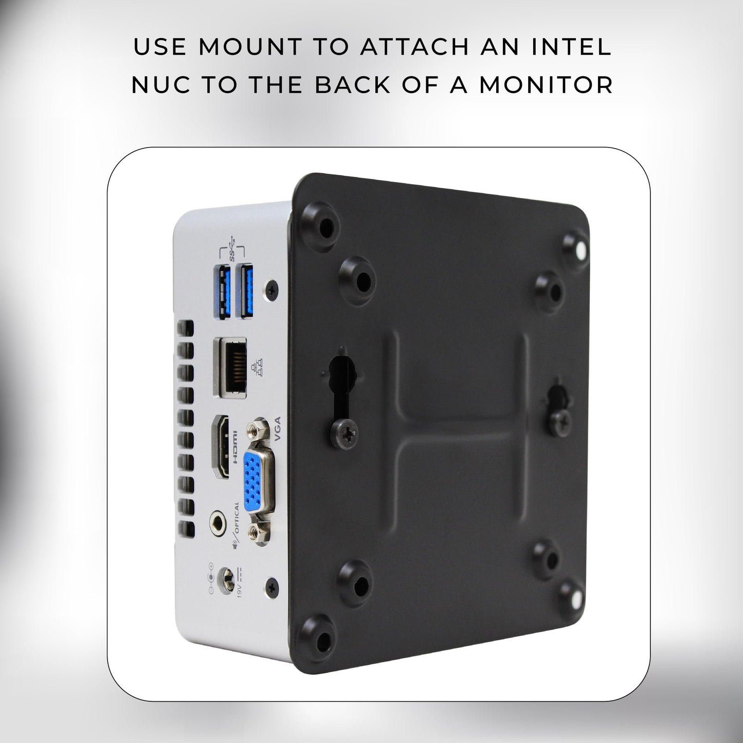 HumanCentric Mounting Bracket Compatible with Intel NUC, VESA Monitor Arm Plate for NUC Mini PC Computer, 75x75mm and 100x100mm Patterns, Does not fit