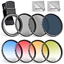 NEEWER 52mm 7 Pack ND Filter Set Compatible with iPhone, Clip On CPL+ ND32 + Starlight + GND (Red/Orange/Yellow/Blue) Phone Camera Lens Photography