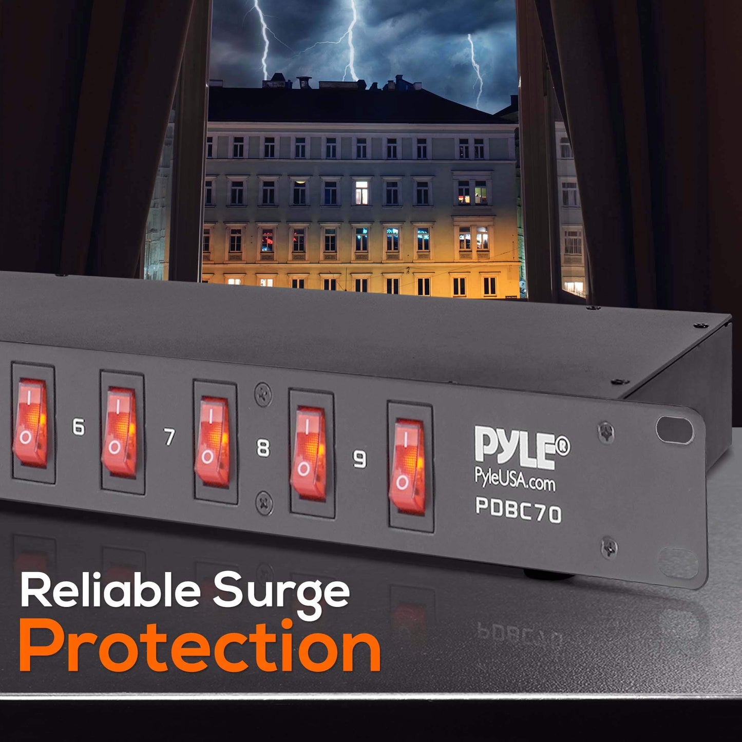 PDU Power Strip Surge Protector - 150 Joule 9 Outlet Strips Surge Protector Heavy Duty Electric Extension Cord Strip - 1U Rack Mount Protection Power