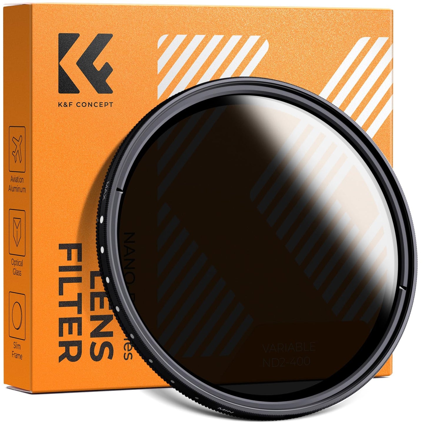 ND Filter 52MM, K&F CONCEPT Professional 52MM Fader Variable Neutral Density Adjustable ND Filter ND2 to ND400 for Nikon D5300 D5200 D5100 D3300 D3200