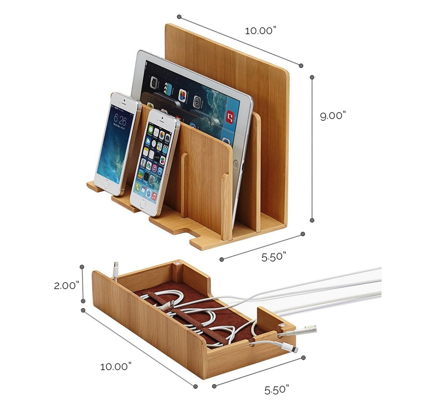 Great Useful Stuff G.U.S. Multi-Device Charging Station Dock & Organizer - Multiple Finishes Available. for Laptops, Tablets, and Phones - Strong