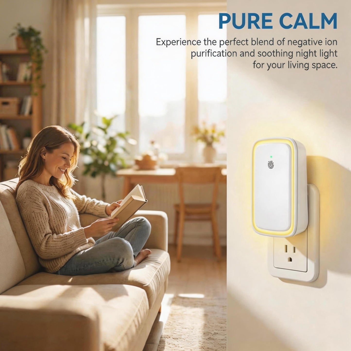 Plug In Air Ionizer Negative Ion Air Purifiers Quiet Air Freshener for Home Bedroom Office Basement - Portable Mini Air Cleaner Odor, Smoke, Dust, Pet
