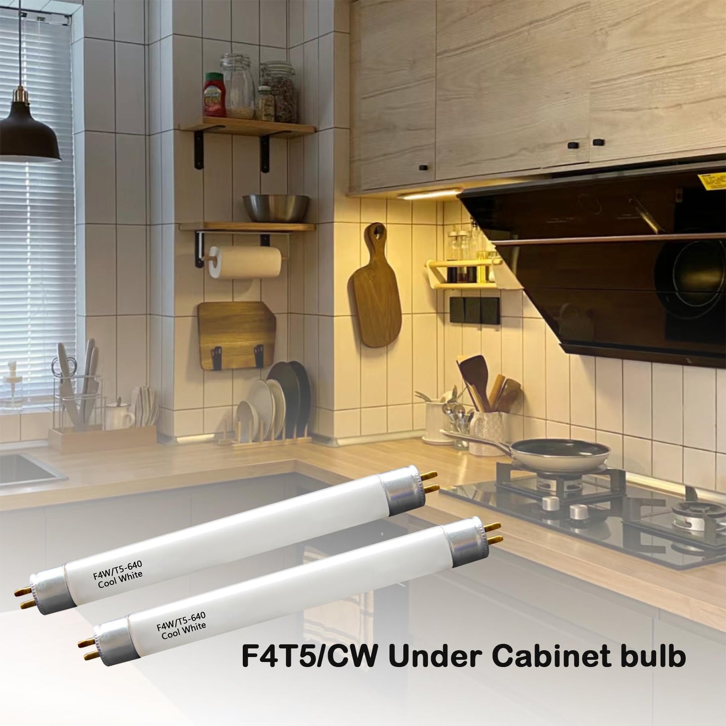 6'' F4T5/CW Under Cabinet Bulb,T5 4W Cool White Linear Fluorescent Tube,Replacement Bulb for GE,Eiko 15501, Sylvania 20416,Sunlite 05040