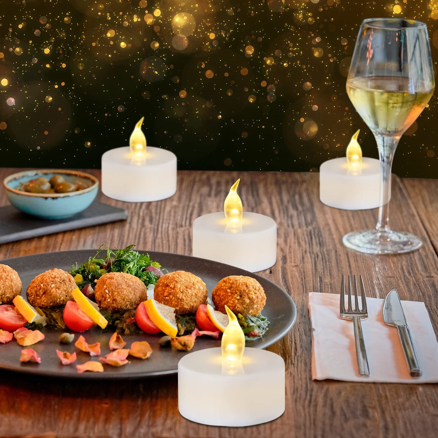 redfruit 24 Pack Flameless Tealight Candle: Battery - Powered Tea Light Candles,Bright Flickering Holiday Gift Electric Tealights Candles,for Seasonal