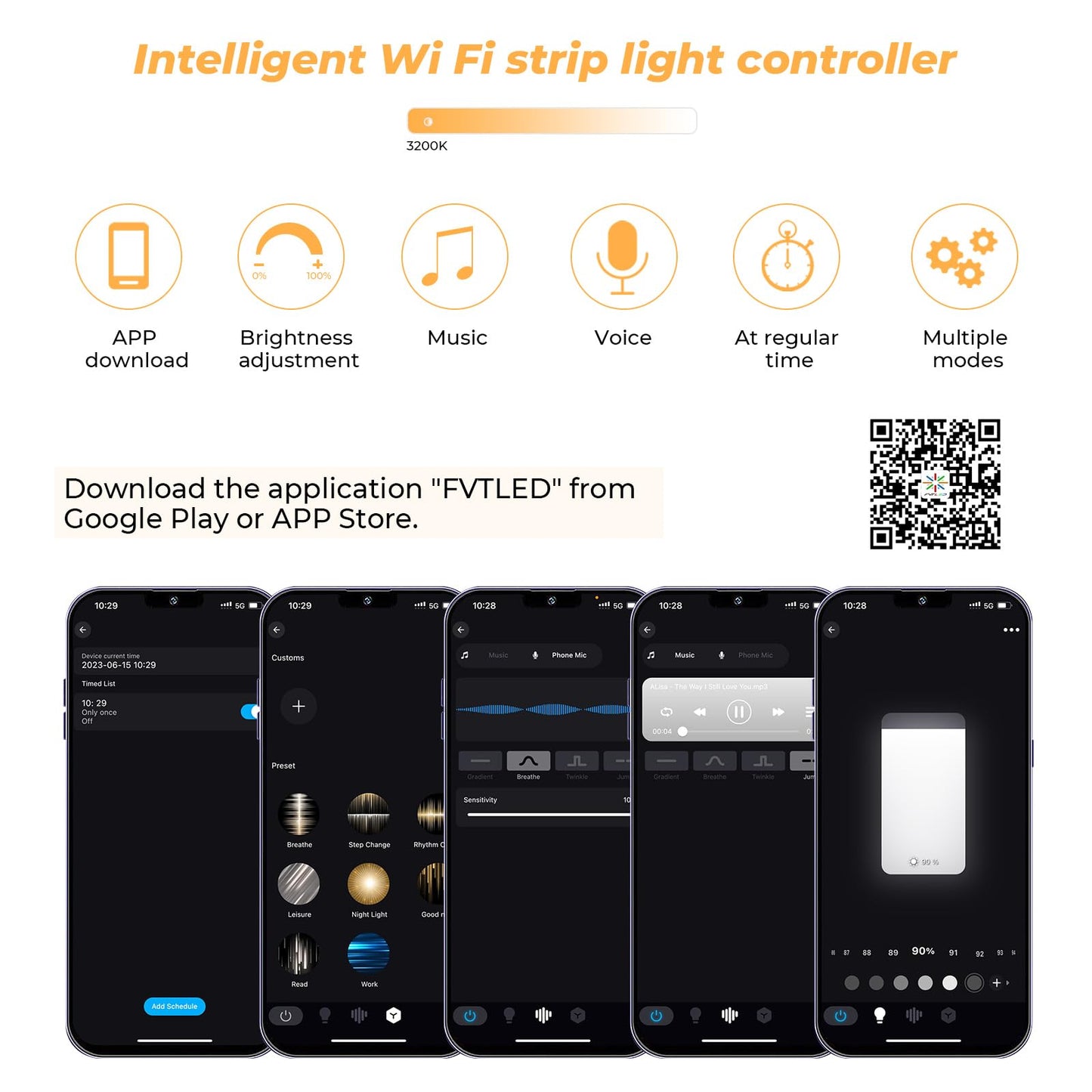 Sumaote Single Color LED Strip Lights WiFi Controller, Compatible with Android iOS Works for 5050 3528 COB LED Light Strips, 12V-24V, Voice Control