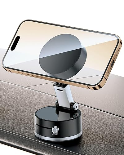 Oceavity Vacuum Suction Cup Phone Mount, Strong Magnetic Multi-Directional Adjustable Foldable Phone Holder for Your Car Gym Mirror Shower Content
