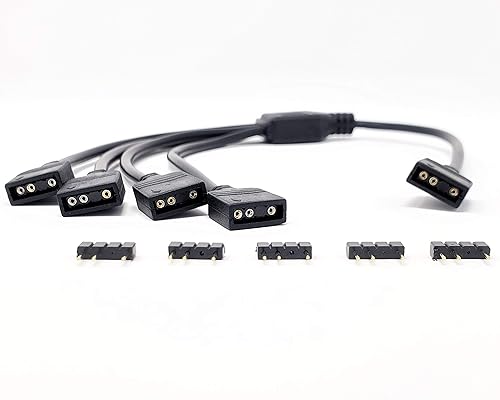 Micro CONNECTORS 30 cm (11.81 Inches) 3-Pin Addressable RGB (ARGB) 1 to 4 Splitter Cable - 30cm with Male Pins