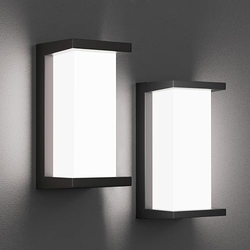 Rosykite Outdoor Porch Lights 3000K 40000K 5000K 3 Colors Selectable, LED Outdoor Light Fixtures Wall Mount 2 Pack, Super Bright 1500lm Aluminum