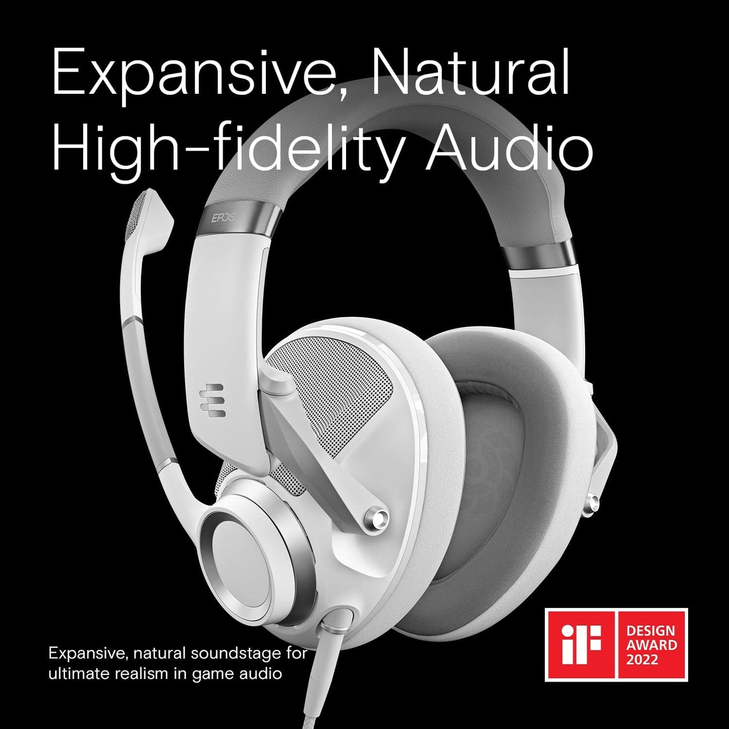 EPOS H6Pro - Open Acoustic Gaming Headset with Mic - Lightweight & Comfortable Design - Xbox, PS4, PS5 & PC Headset (White)