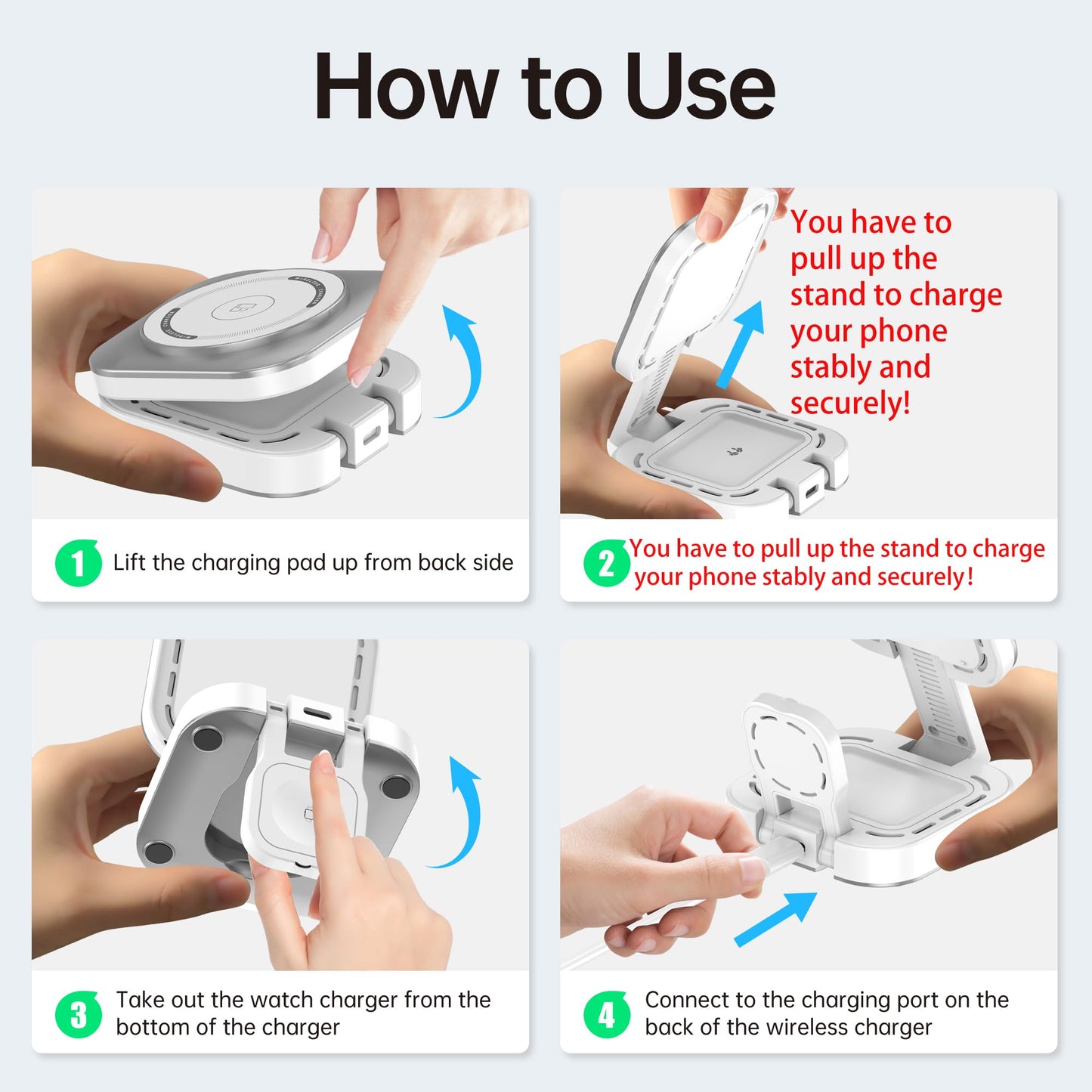 3 in 1 Mini Foldable Charging Station for Apple Devices, Wireless Charger Stand for Magsafe for iPhone 17/Air/16/15/14/13/12 Series, Apple Watch