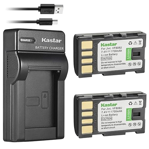 Kastar Battery (X2) & Slim USB Charger for JVC BN-VF808, BN-VF808U, BNVF808 and JVC Everio GZ-MG130 148 150 155 175 255 275 575 GZ-HD7 GR-D745 746 750