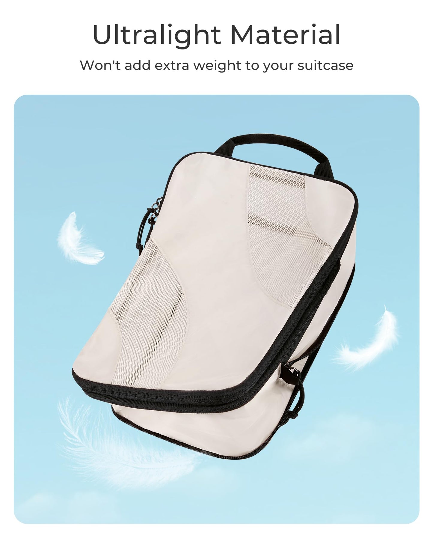 BAGSMART Compression Packing Cubes 6 Set – Lightweight Travel Suitcase Organizers Bag Set for Luggage, White Opal