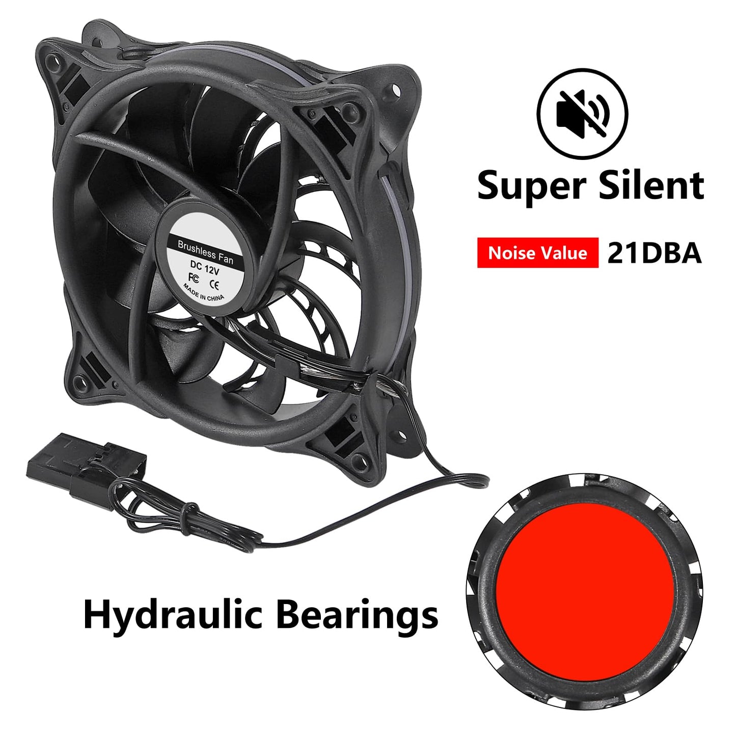UMLIFE 2PACK DC 12V RGB LED Low Noise PC case Fan 12cm, 12025 DC brushless Fan 120mm with Hydraulic Bearing for Gaming PC Cases, 120mm Silent RGB