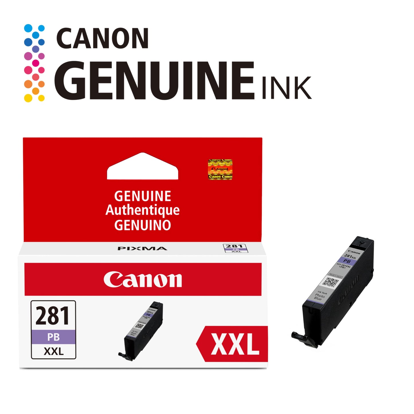 Canon CLI-281 XXL Genuine Photo Blue Ink Tank*, Compatible with TS9120 Series,TS8120 Series, TS8220 Series, TS8320, and TS6320 Printers