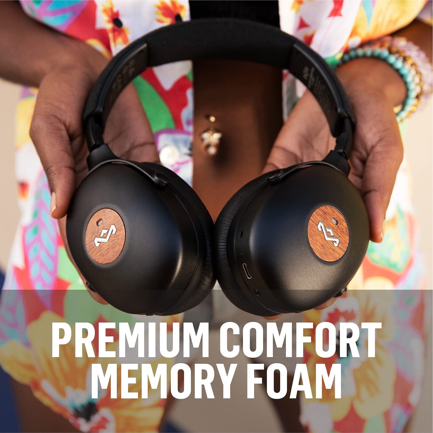 House of Marley Positive Vibration XL ANC: Noise Cancelling Over-Ear Headphones with Microphone, Wireless Bluetooth Connectivity, and 26 Hours…